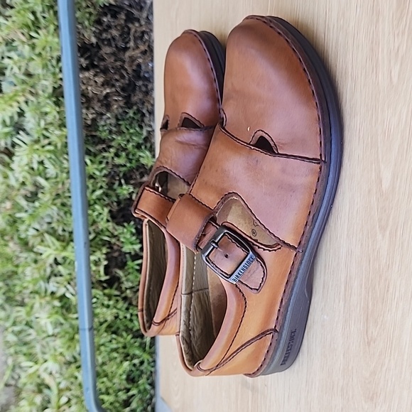 Birkenstock Virginia Brown Leather Shoes with CutoutsMade in Germany Size L8 M6 - Picture 11 of 12